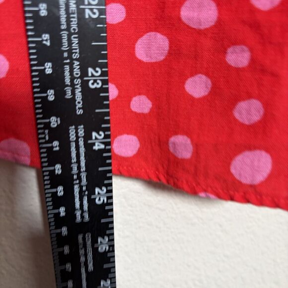 Loft Blouse Women's Small Red Pink Polka Dot Linen Blend Round Neck Ruffle Top - Picture 5 of 8